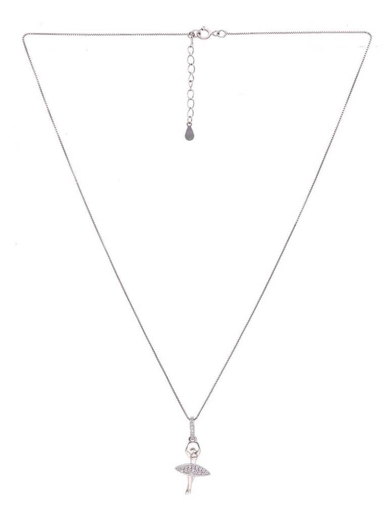 Sterling Bejeweled Ballet Pendant With Chain & Earrings Set : PSCP136-S-NA
