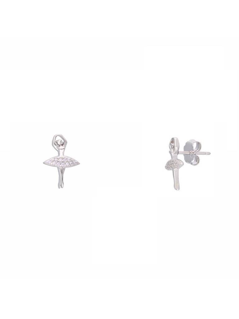 Sterling Bejeweled Ballet Pendant With Chain & Earrings Set : PSCP136-S-NA