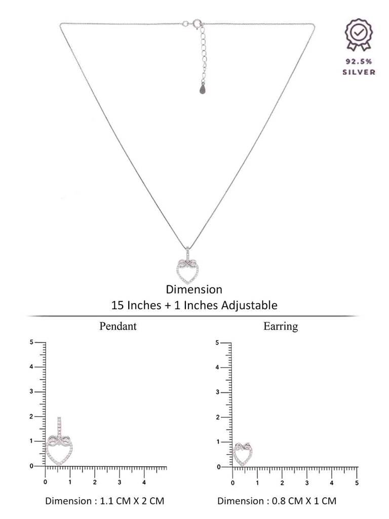 Sterling Infinity Bond Heart Pendant With Chain & Earrings Set : PSCP140-S-NA