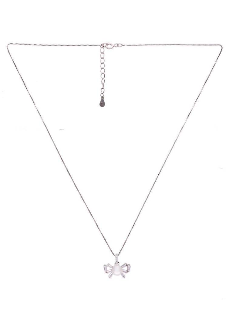 Sterling Minimalistic Pearls Pendant With Chain & Earrings Set : PSCP143-S-NA