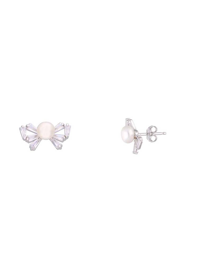Sterling Minimalistic Pearls Pendant With Chain & Earrings Set : PSCP143-S-NA