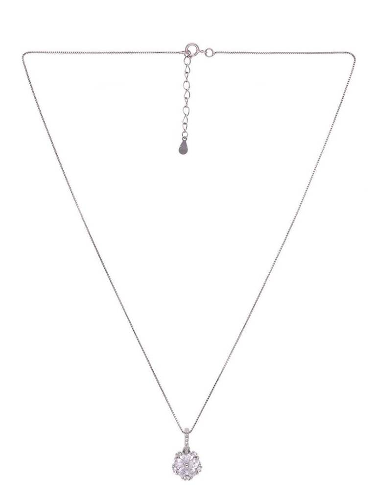 Sterling Crystal Cut Floral Pendant With Chain & Earrings Set : PSCP154-S-NA