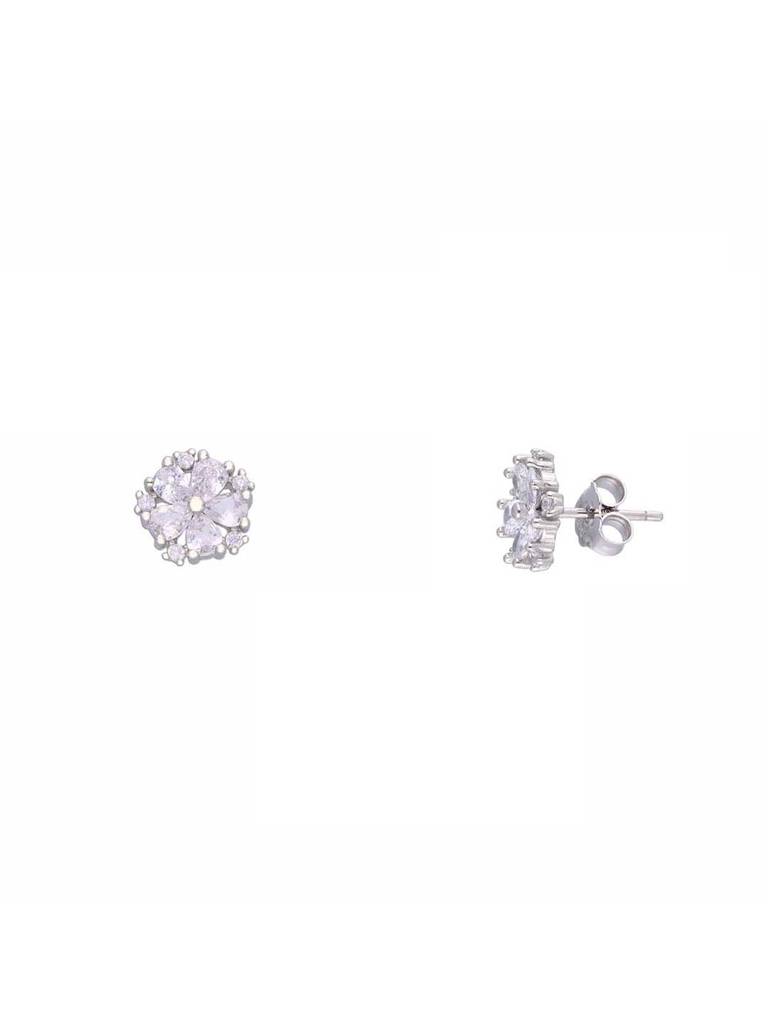 Sterling Crystal Cut Floral Pendant With Chain & Earrings Set : PSCP154-S-NA
