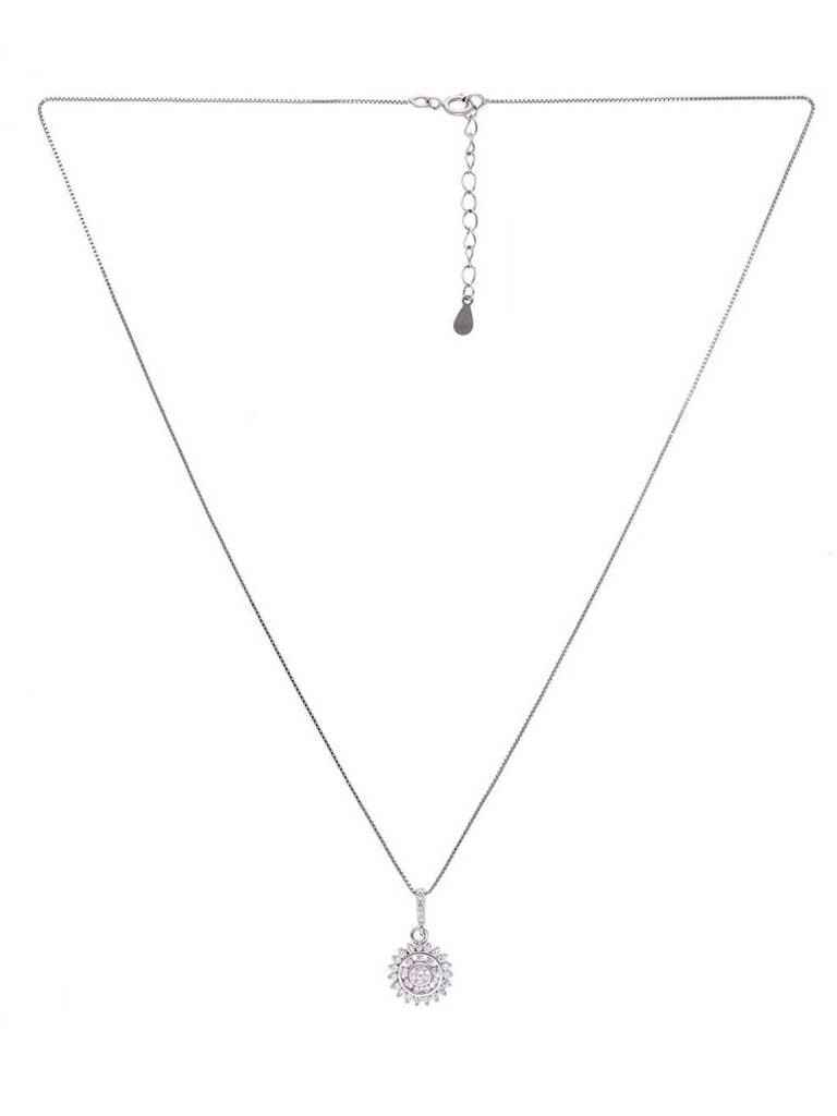 Sterling Shining Sun Flare Zircon Pendant With Chain & Earrings Set : PSCP159-S-NA