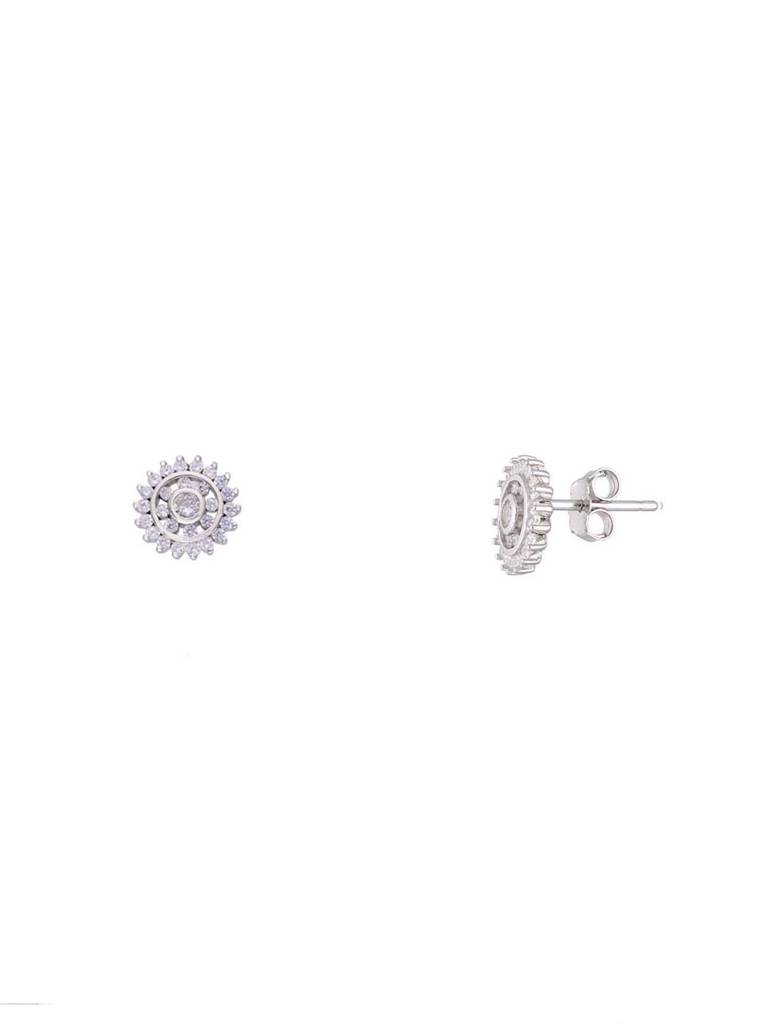 Sterling Shining Sun Flare Zircon Pendant With Chain & Earrings Set : PSCP159-S-NA