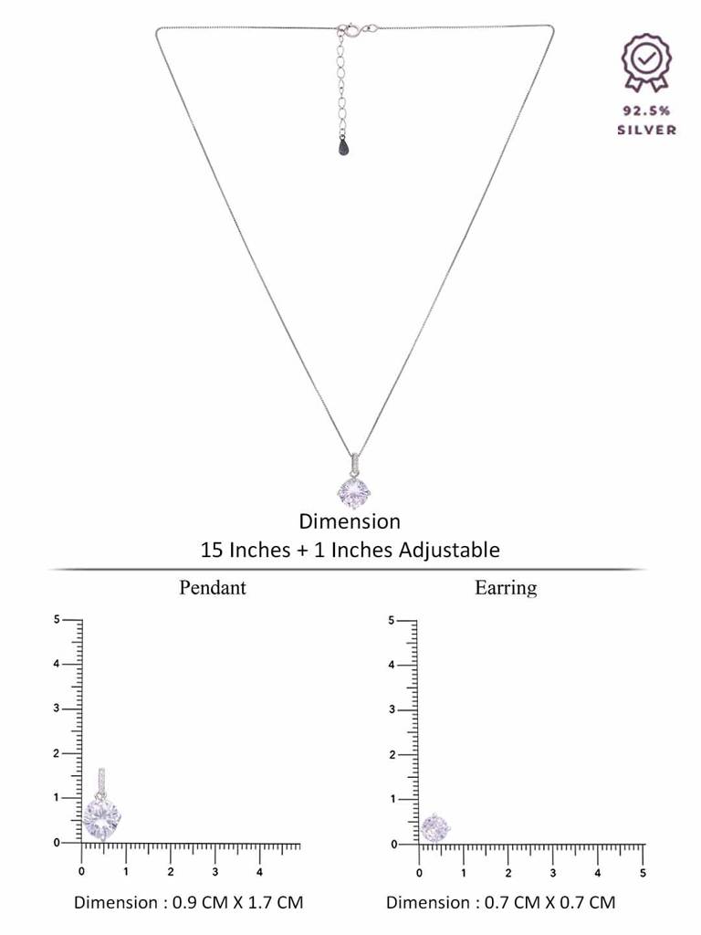 Sterling Simply Zircons Pendant With Chain & Earrings Set : PSCP163-S-NA