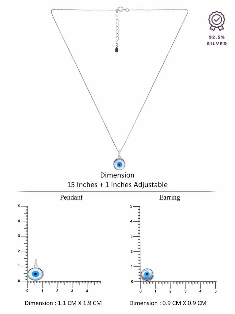 Sterling Simply Evil Eye Pendant With Chain & Earrings Set : PSCP169-S-NA