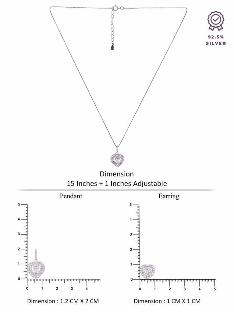 Sterling A Hearty Tribute To Love Pendant With Chain & Earrings Set : PSCP175-S-NA