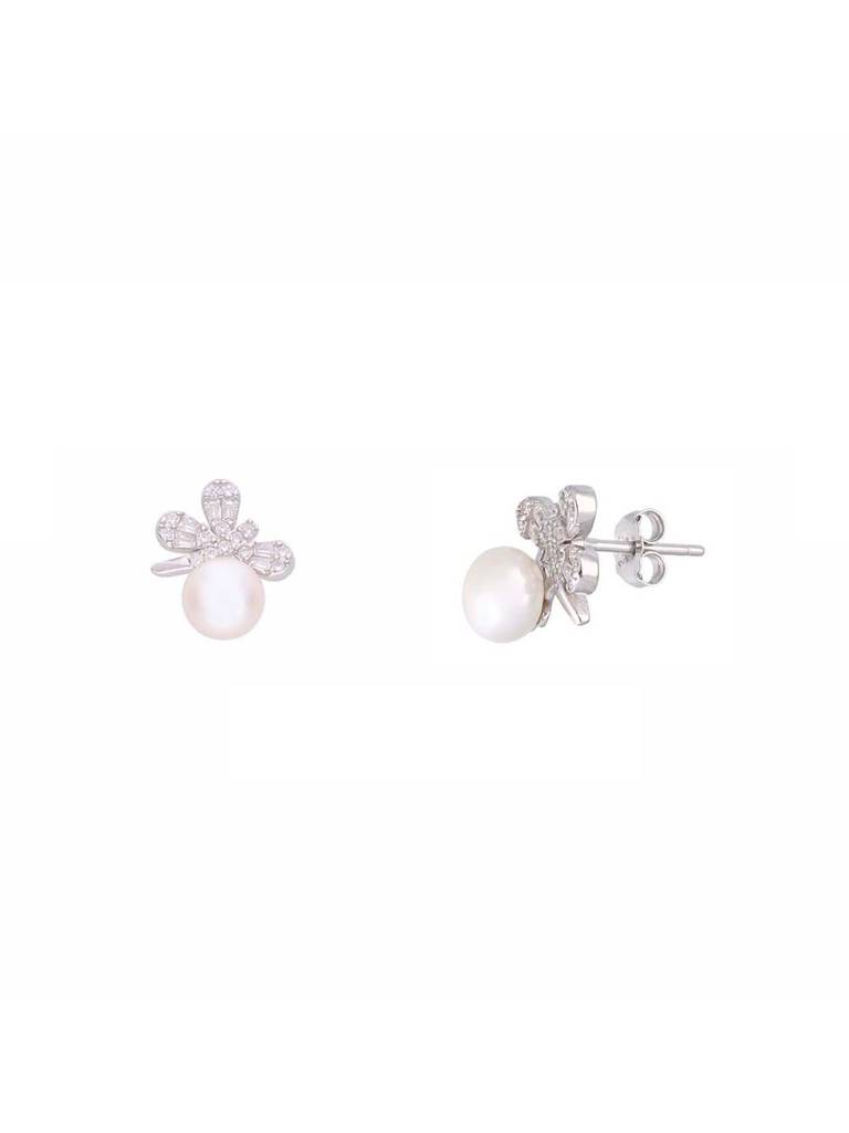 Sterling Pearly Crystal Dragonfly Pendant With Chain & Earrings Set : PSCP177-S-NA