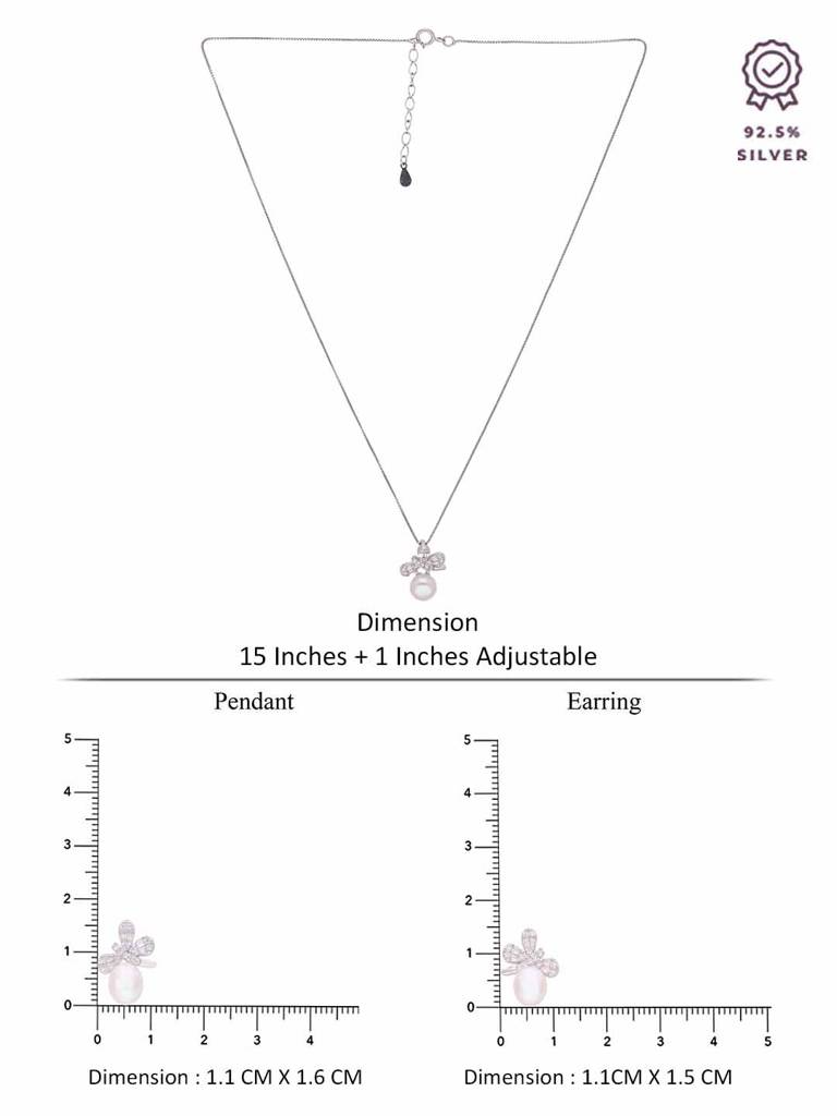 Sterling Pearly Crystal Dragonfly Pendant With Chain & Earrings Set : PSCP177-S-NA