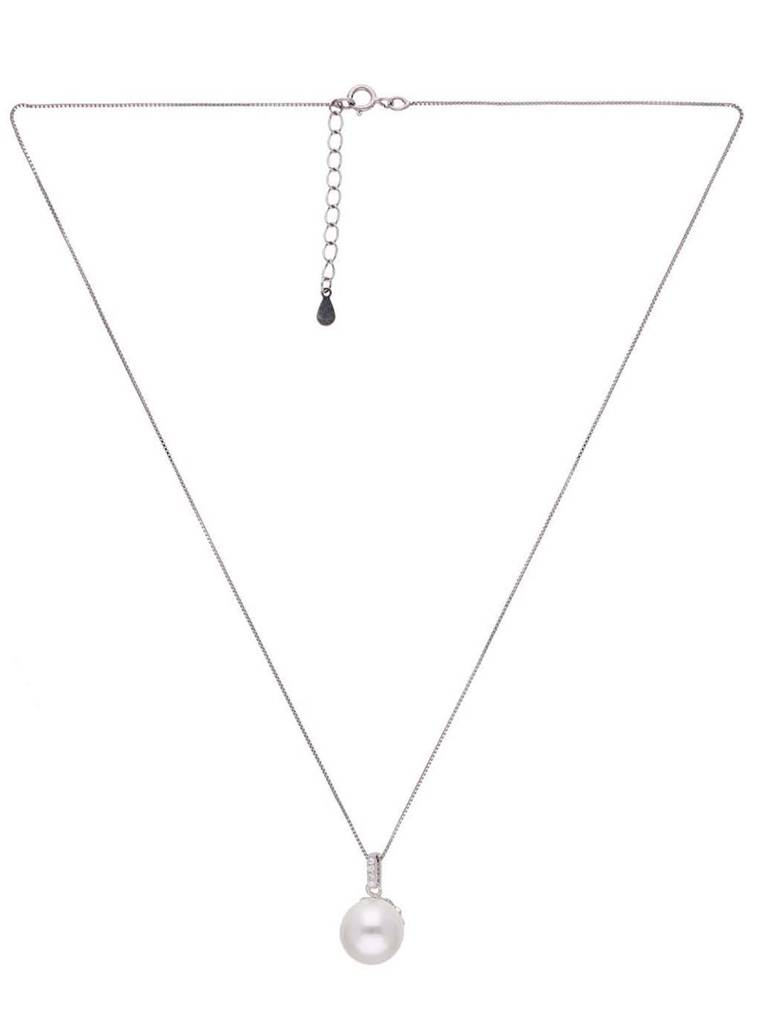 Sterling Royal Shimmer Pearl Pendant With Chain & Earrings Set : PSCP186-S-NA