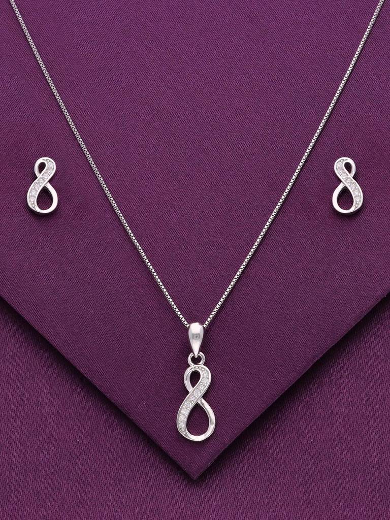 Sterling Studded Infinity Pendant With Chain Set : PSCP188-S-NA