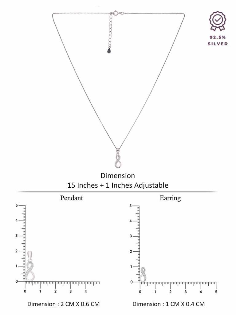 Sterling Studded Infinity Pendant With Chain Set : PSCP188-S-NA