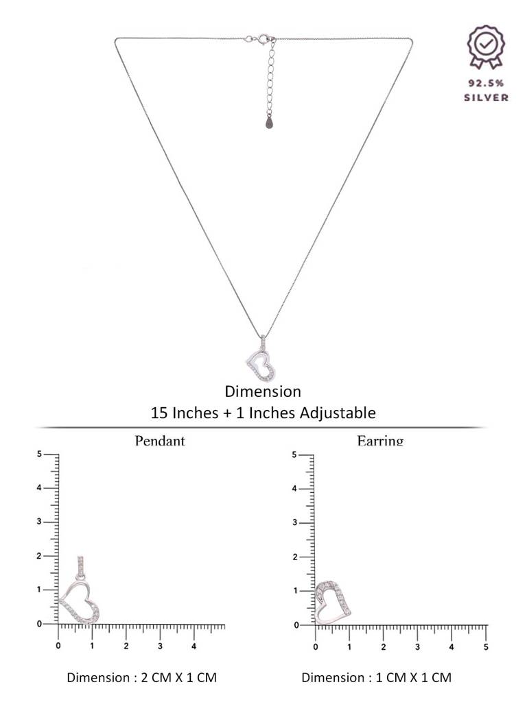 Sterling Show Stopper Heart Pendant With Chain & Earrings Set : PSCP202-S-NA
