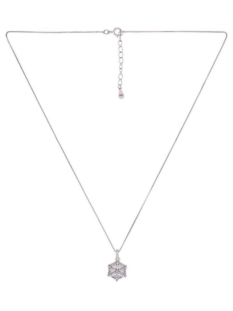 Sterling Snowflake Zircon Pendant With Chain & Earrings Set : PSCP206-S-NA