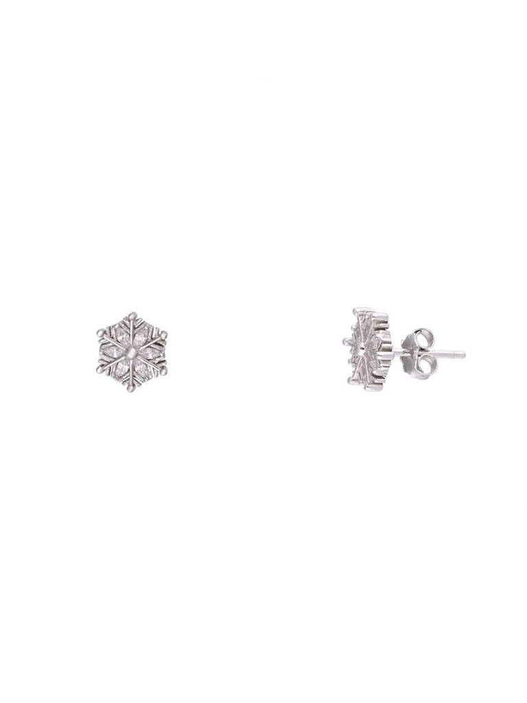 Sterling Snowflake Zircon Pendant With Chain & Earrings Set : PSCP206-S-NA