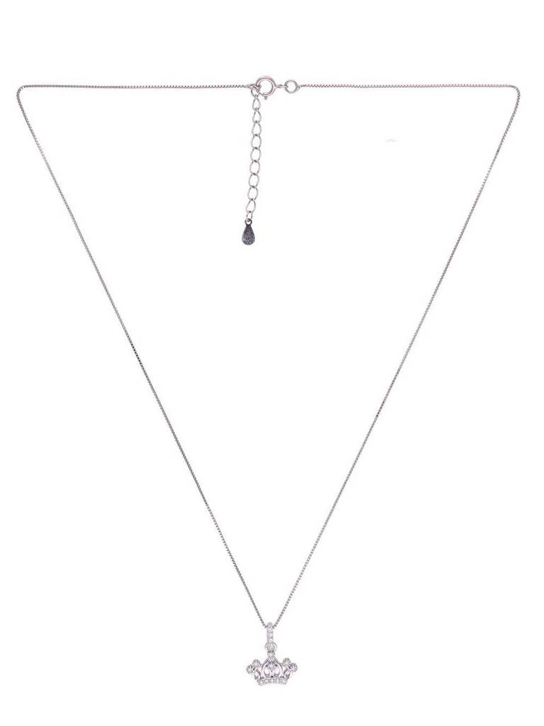 Sterling Crystal Crown Zircon Pendant With Chain & Earrings Set : PSCP208-S-NA