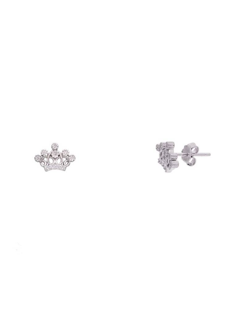 Sterling Crystal Crown Zircon Pendant With Chain & Earrings Set : PSCP208-S-NA