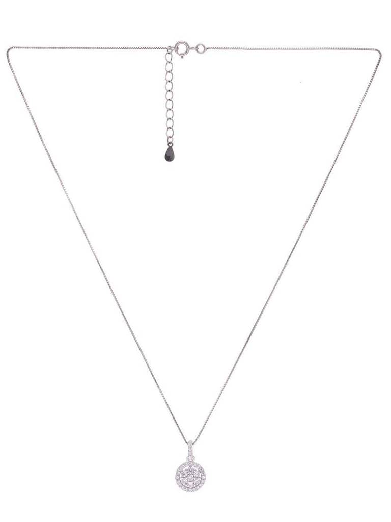 Sterling Round Cut Zircon Pendant With Chain & Earrings Set : PSCP210-S-NA