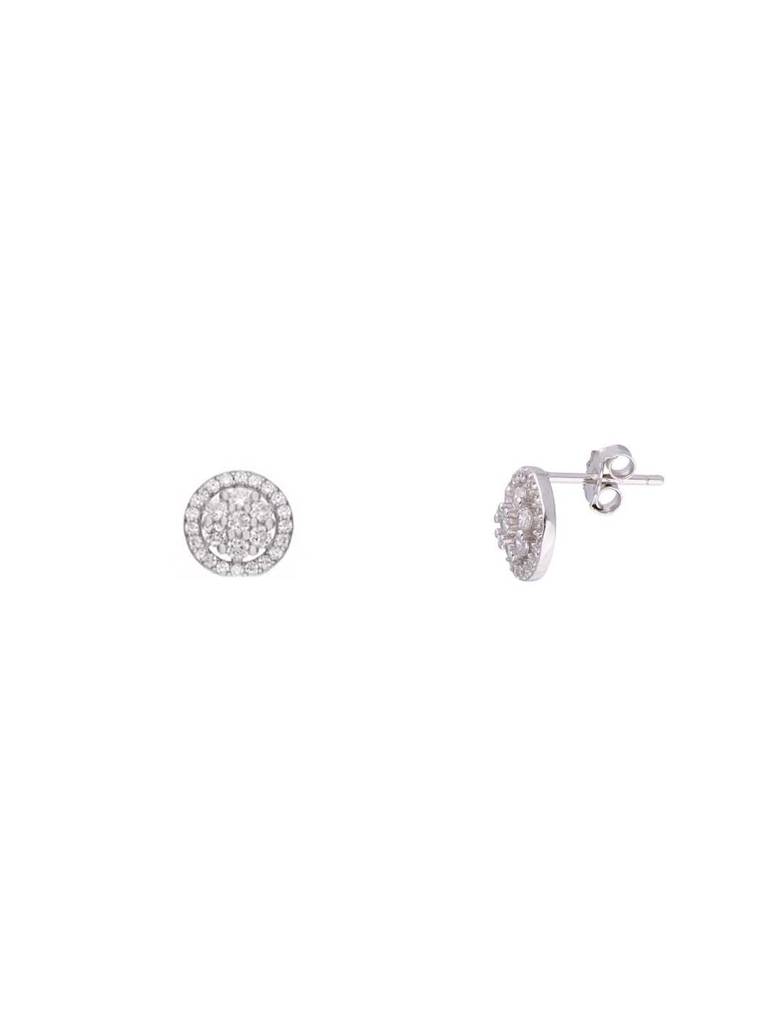 Sterling Round Cut Zircon Pendant With Chain & Earrings Set : PSCP210-S-NA