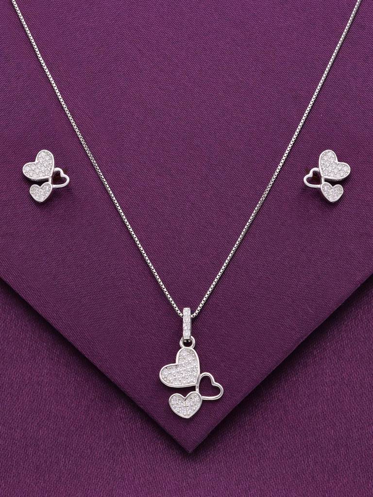 Sterling Heart Pendant With Chain Set : PSCP213-S-NA