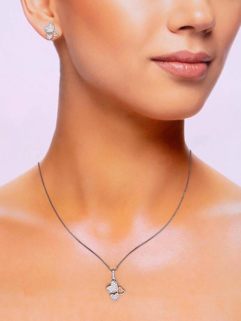 Sterling Heart Pendant With Chain Set : PSCP213-S-NA
