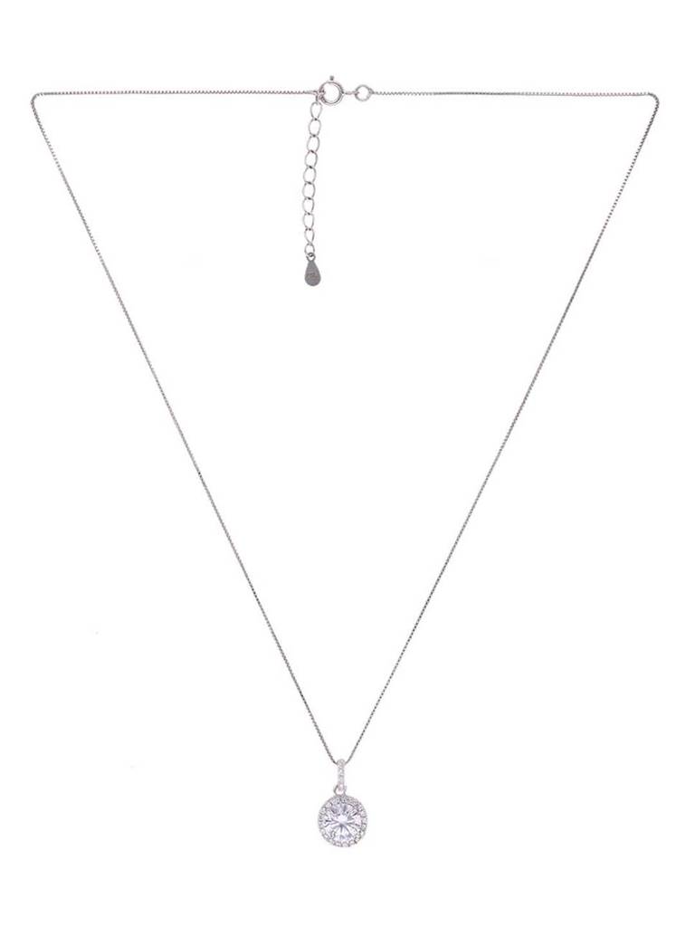 Sterling Silver Solitaire Pendant With Chain Set : PSCP286-S-NA