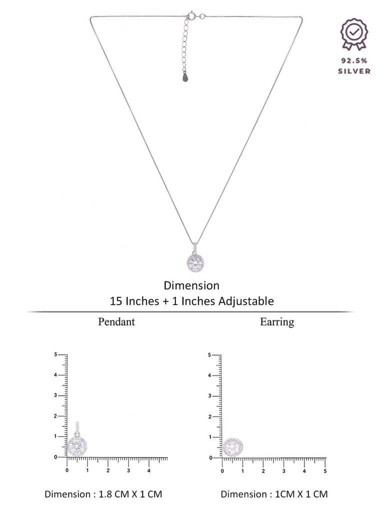 Sterling Silver Solitaire Pendant With Chain Set : PSCP286-S-NA