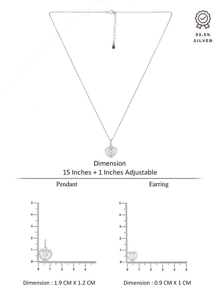 Sterling Silver Heart Pendant With Chain Set : PSCP287-S-NA