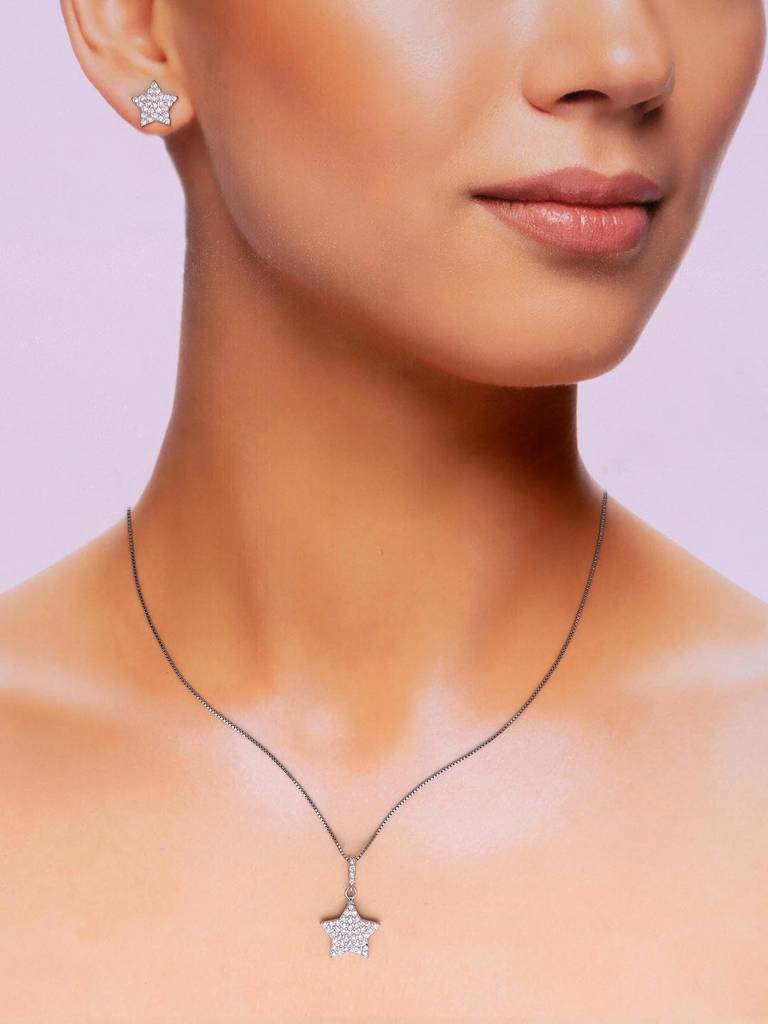 Sterling Star Pendant With Chain Set : PSCP288-S-NA