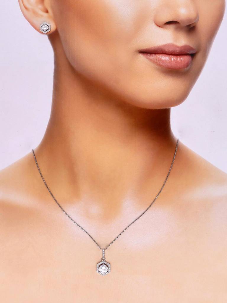 Sterling Classic Solitaire Pendant With Chain Set : PSCP289-S-NA