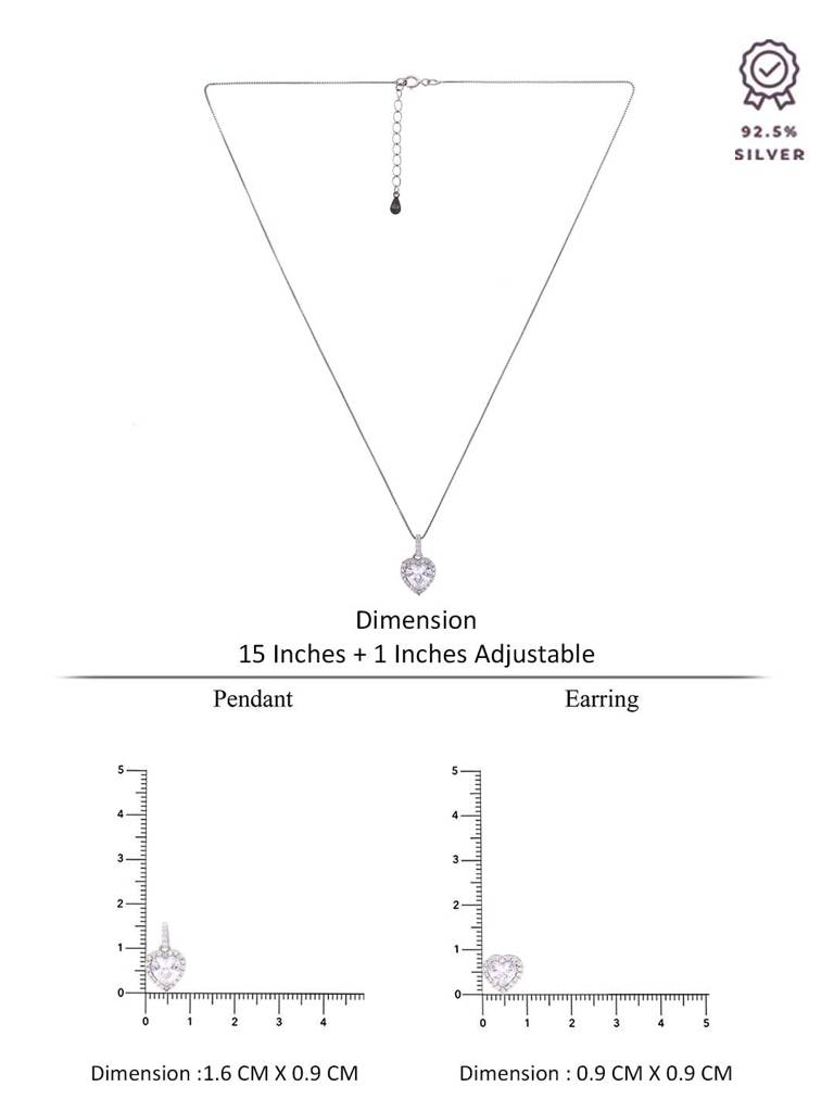 Sterling Silver Chic Heart Pendant With Chain Set : PSCP290-S-NA