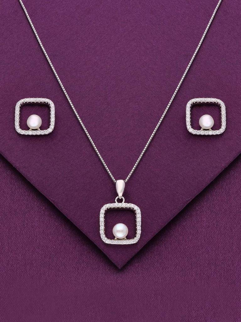 Sterling Enchanting Enclosure Pearl Pendant With Chain & Earrings Set : PSCP70-S-NA