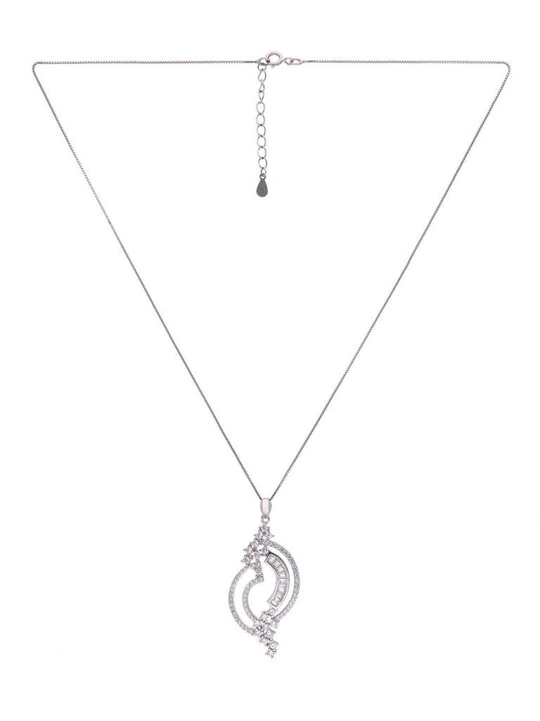 Sterling Charismatic Conches Zircon Pendant With Chain & Earrings Set : PSCP81-S-NA