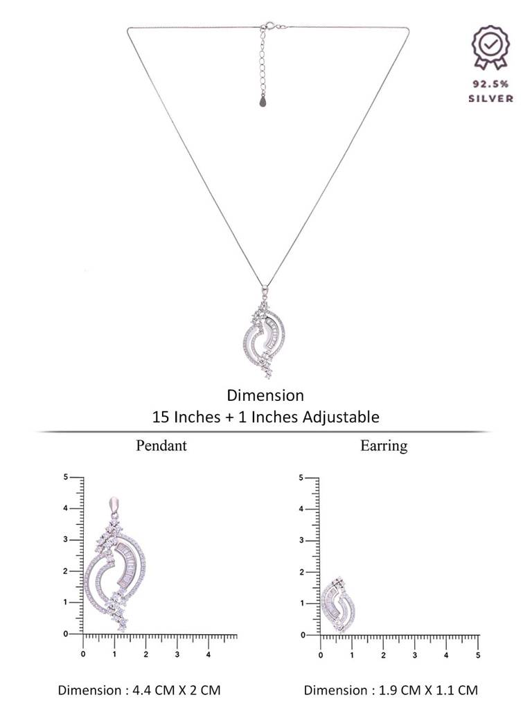 Sterling Charismatic Conches Zircon Pendant With Chain & Earrings Set : PSCP81-S-NA