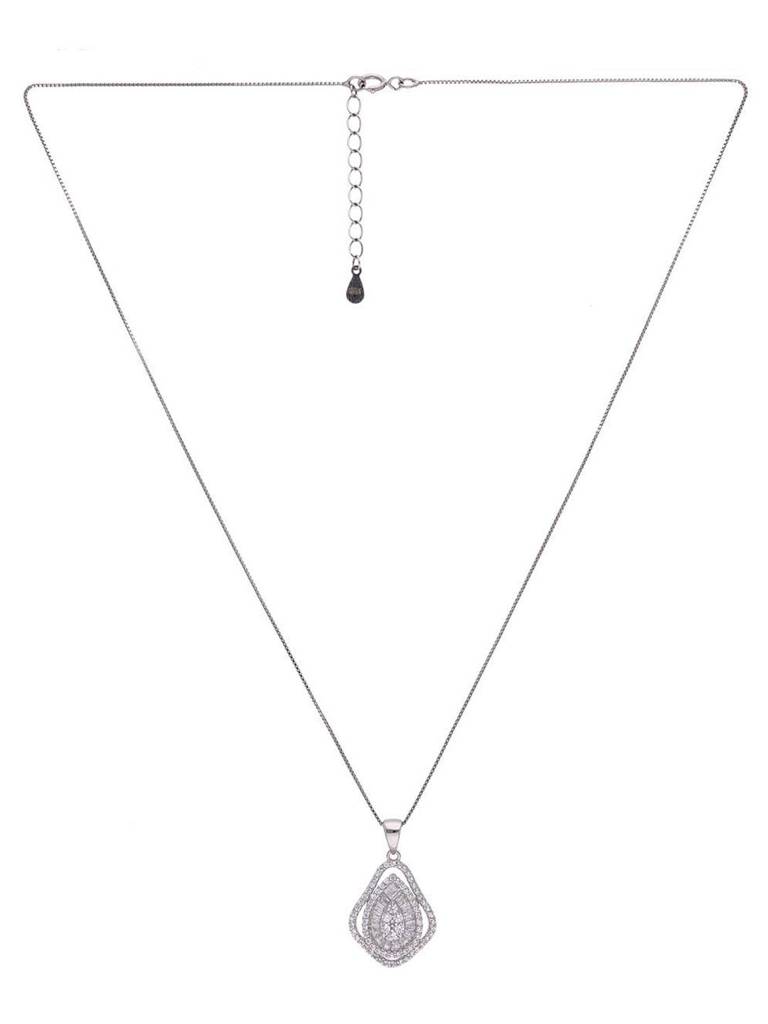 Sterling Glamour Zircon Pendant With Chain & Earrings Set : PSCP86-S-NA