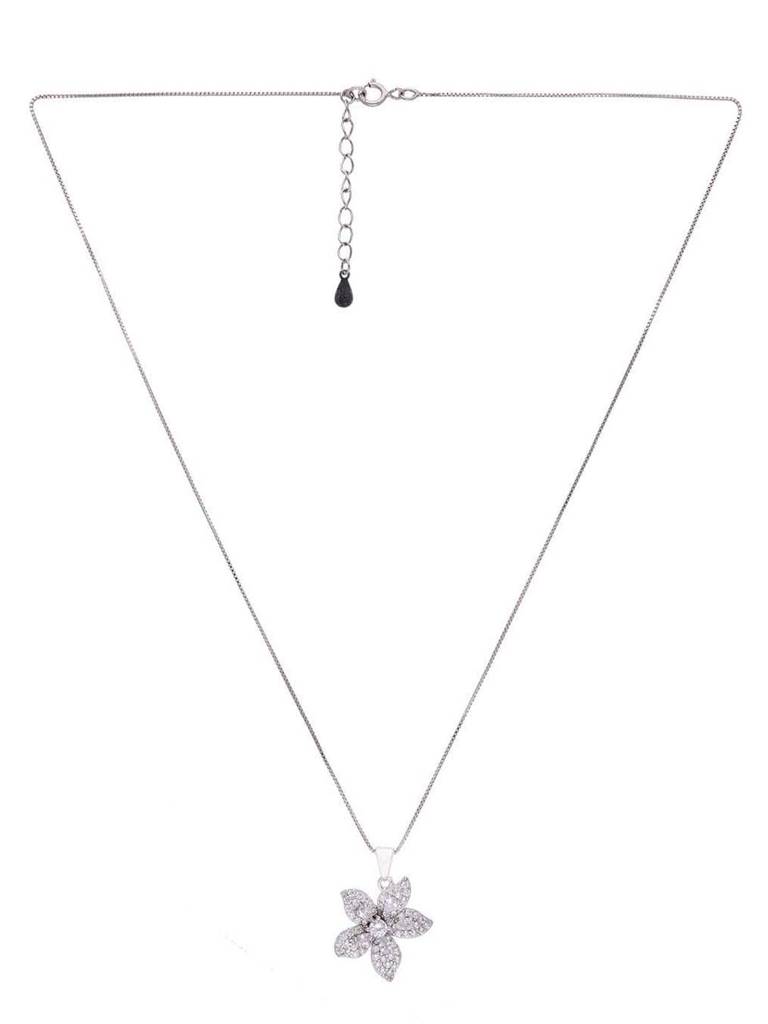 Sterling Shimmering Pink Blossoms Zircon Pendant With Chain & Earrings Set : PSCP94-S-NA