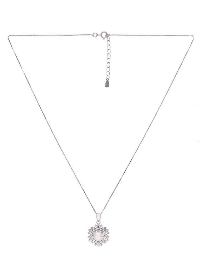 Sterling Snowflake Diamond & Pearl Pendant With Chain & Earrings Set : PSCP98-S-NA