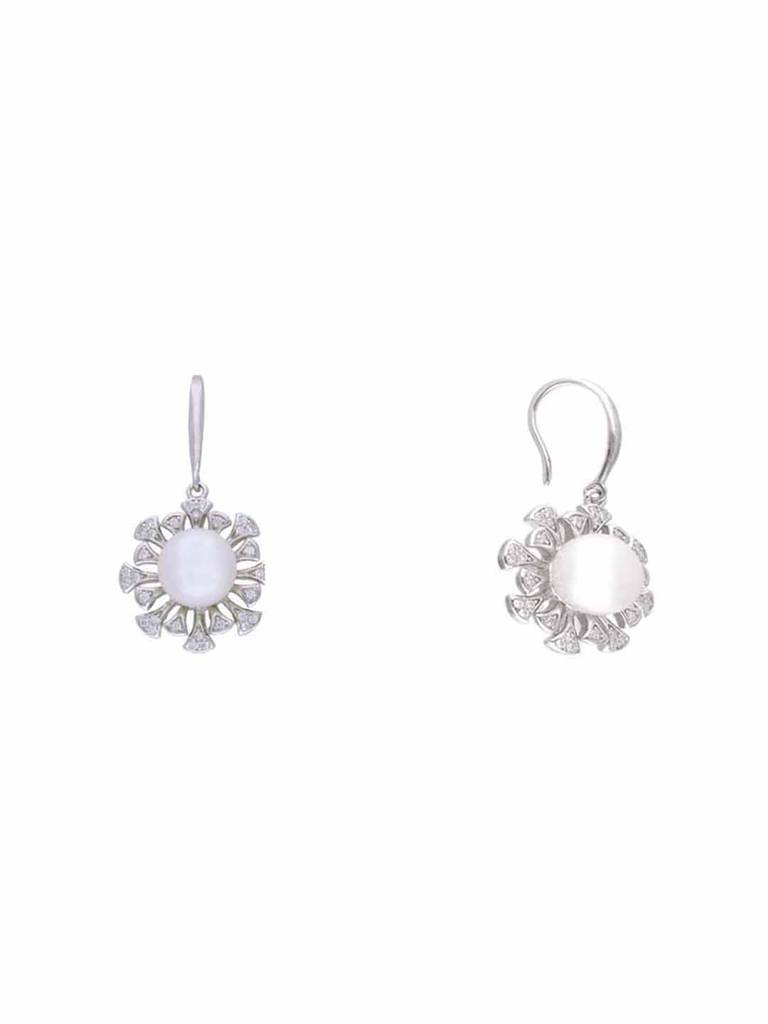 Sterling Precious Pearl Diamond Flare Pendant With Chain & Earrings Set : PSST115-S-NA