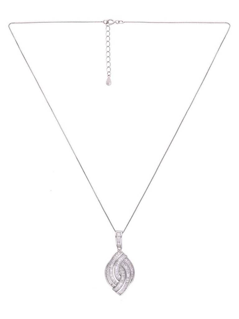 Sterling Zircon Tear Drop Pendant With Chain & Earrings Set : PSST123-S-NA