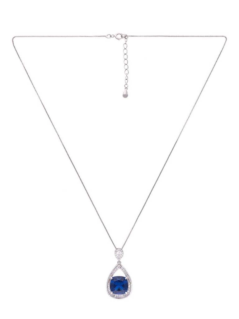 Sterling Stylish Blue Drop Cut Pink Pendant With Chain & Earrings Set : PSST134-S-NA