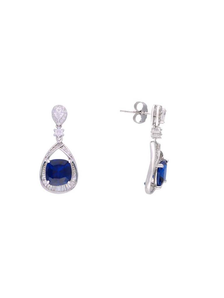 Sterling Stylish Blue Drop Cut Pink Pendant With Chain & Earrings Set : PSST134-S-NA