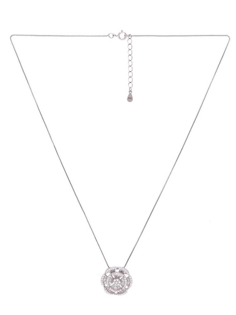 Sterling Crystal Blooms Pendant With Chain & Earrings Set : PSST159-S-NA