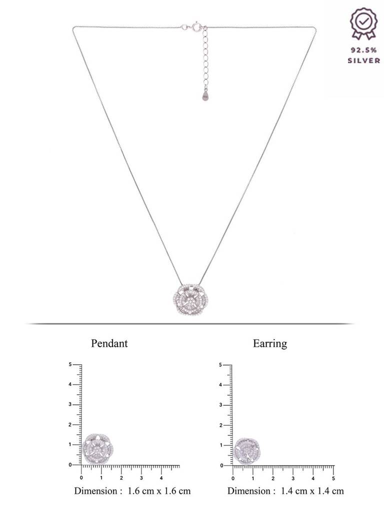 Sterling Crystal Blooms Pendant With Chain & Earrings Set : PSST159-S-NA