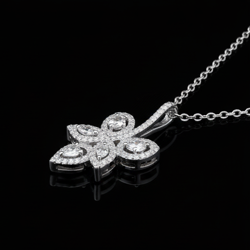 Pure 925 Silver Leaf Moissanite Pendant For Women : SYM-0265