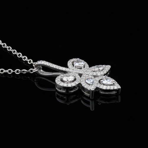 Pure 925 Silver Leaf Moissanite Pendant For Women : SYM-0265