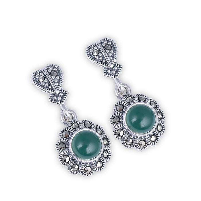 Emerald Blooms Silver Pendant Set : PS46