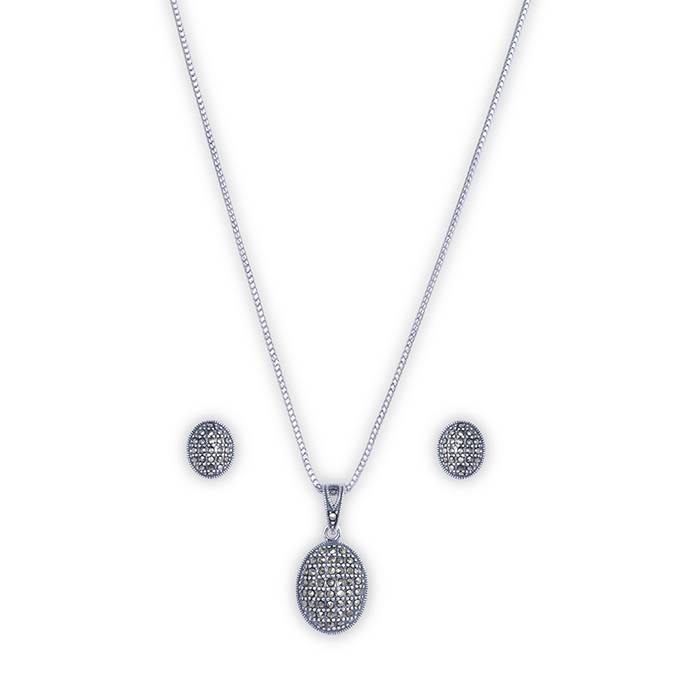 Silver Opulent Cz Pendant Set