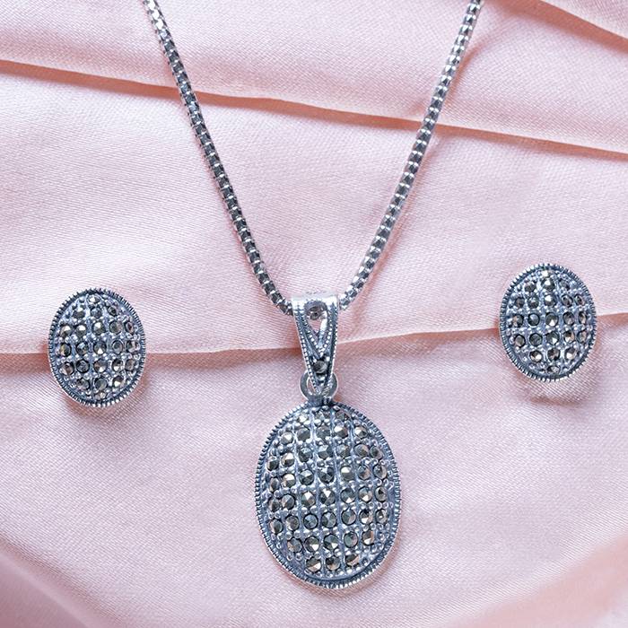Silver Opulent Cz Pendant Set