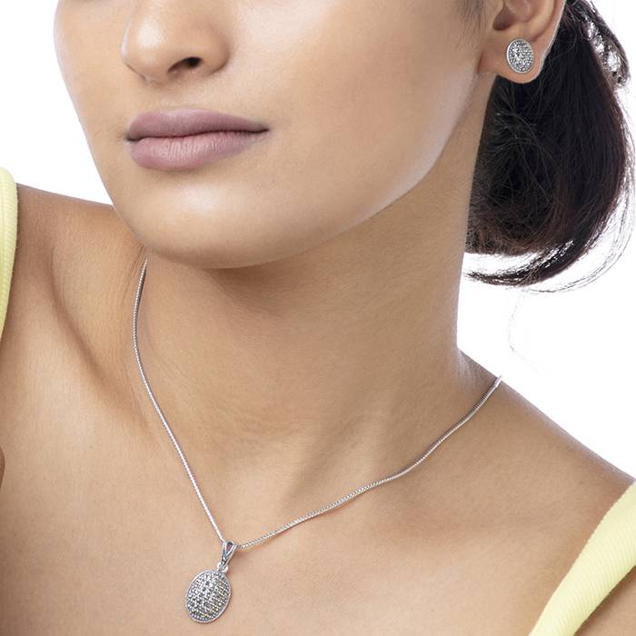 Silver Opulent Cz Pendant Set